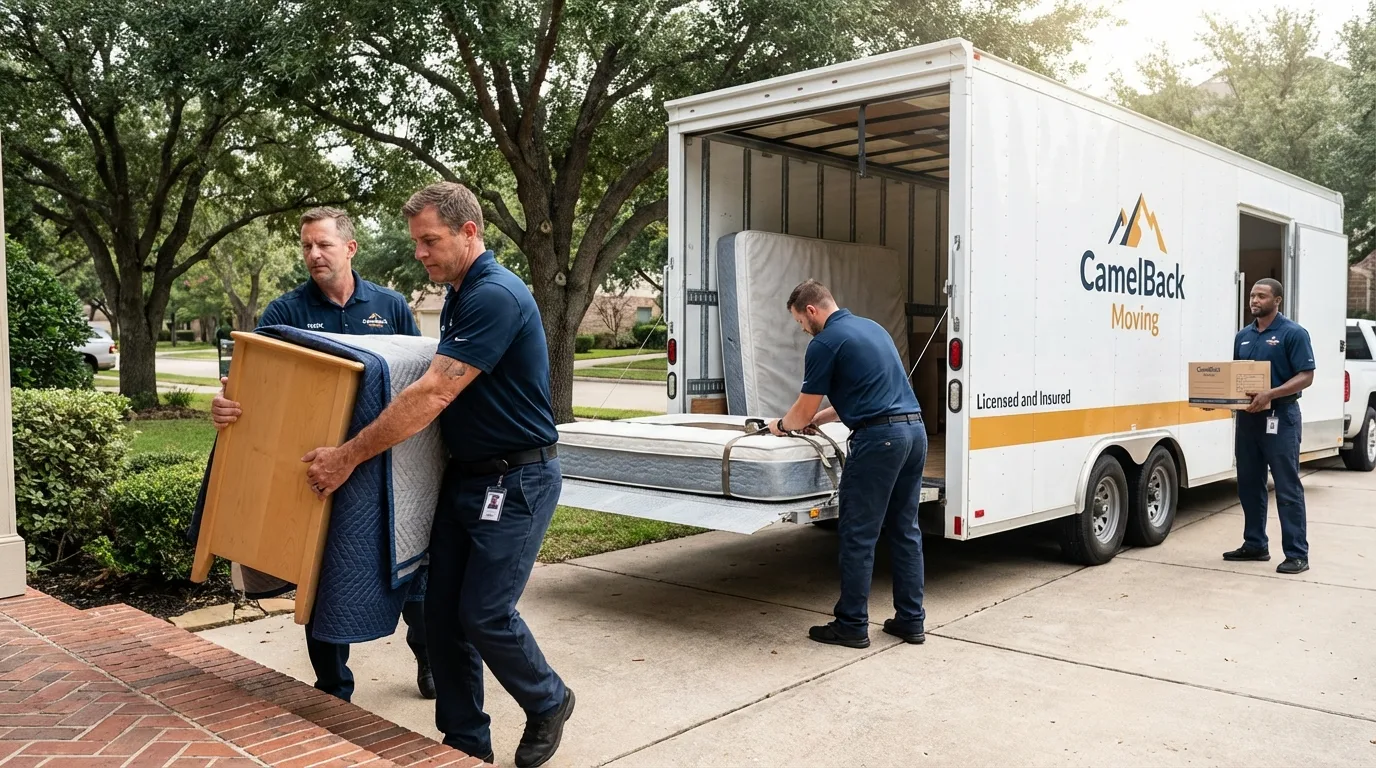 Crew loading residential truck for cross-state move from West Richland, WA